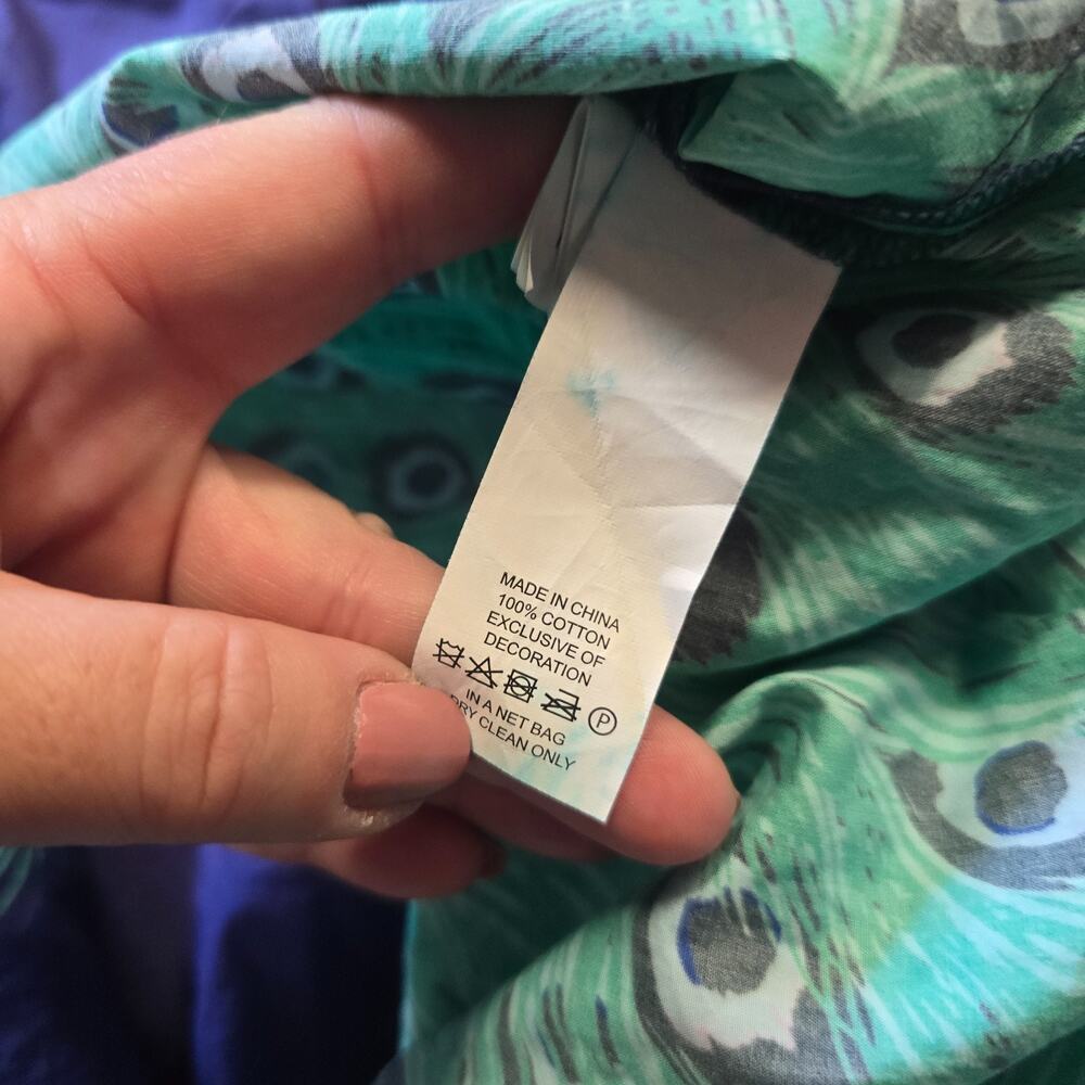 Kate Spade Dress Womens Size 6 Blue Green Peacock Tassels A Line Boho Casual - Picture 8 of 11